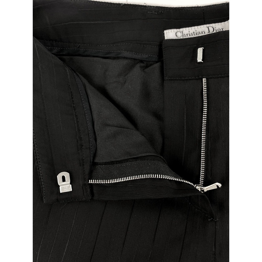 Christian Dior Luxury Pants Women's 8 Black Lambskin Trimmed Striped Lined 40 - Picture 10 of 14
